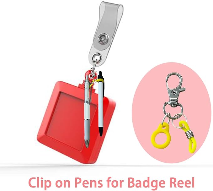 10 PCS Pen Clips, Pen Holders, Badge Reel Accessories, Pen Holder for Lanyard, Clip on Pens for Badge Reel, Retractable Pen Holder for Nurses, Pen Converter (Pen not Included)