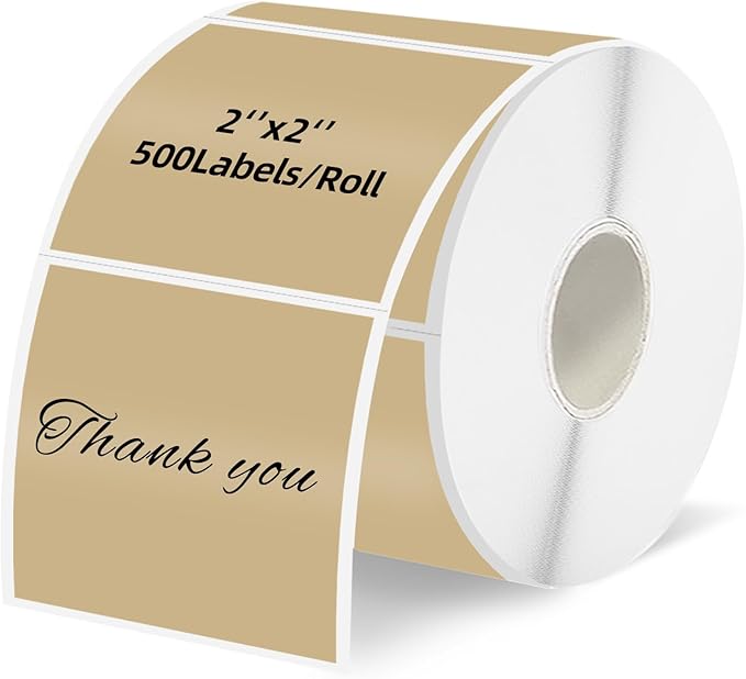 Starboling 2"x2"Square Thermal Labels,Self-Adhesive Thermal Sticker Printer Labels for Small Business,Address,Color Coding（Brown）