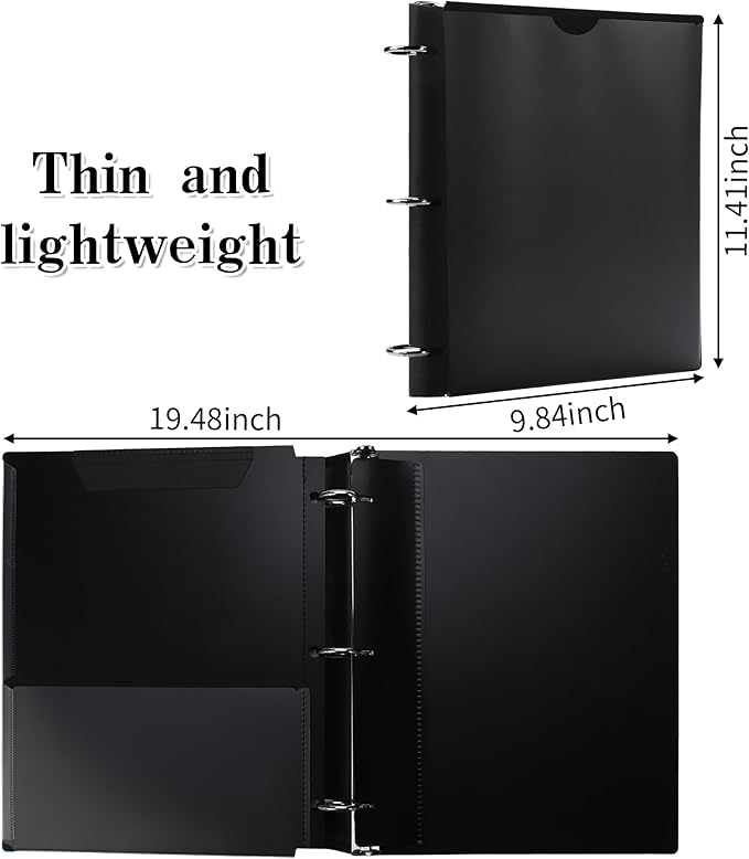 360° Pivotable 3 Ring Binder, Upgraded Foldable Binders 1 inch 12 Pack, Thin Small Three Ring Binder Fits 8.5" x 11", for Home, School and Office- Black, Purple, Pink, Blue, Green, Red