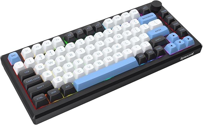 Redragon K739 Wireless Mechanical Keyboard, QMK/VIA Programmable, Anodized Aluminum Alloy, MDA Keycaps Gasket RGB Gaming Keyboard with Pre-Lubed Switches, 75% Tri-Mode Hot Swappable for PC Mac