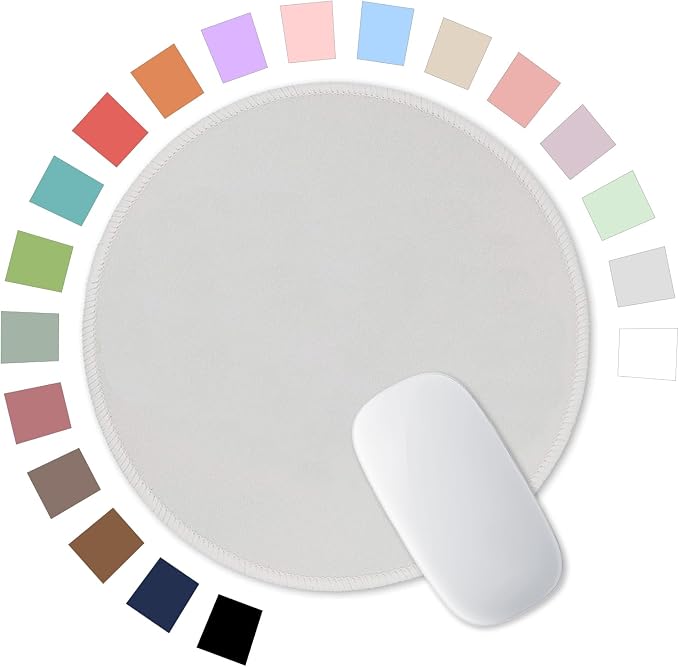 Hsurbtra Mouse Pad, Premium-Textured Small Round Mousepad 8.7 x 8.7 Inch Gray, Stitched Edge Anti-Slip Waterproof Rubber Pretty Cute Computer Mat for Office Home Gaming Laptop Men Women Kids