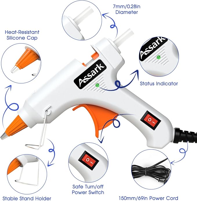 Hot Glue Gun Kit with 30 Glue Sticks, Fast Preheating Hot Melt, High Temp for School Crafts DIY Arts and Quick Home Repairs,20W