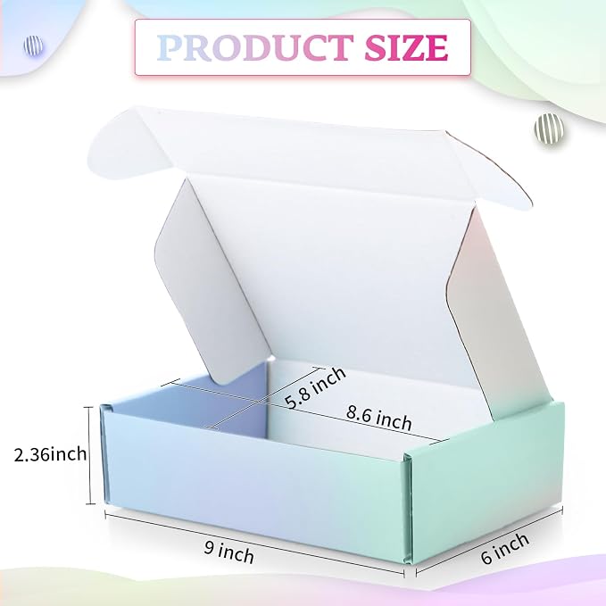 Spakon 50 Packs Shipping Boxes Cardboard Corrugated Mailer Packaging Boxes for Small Business Cute Small Box Cardboard Carton Box Mailers for Packaging Product(Candy Color,9 x 6 x 2.36 Inches)