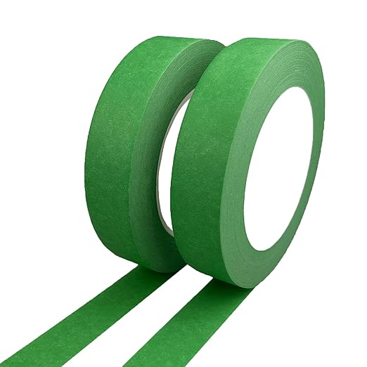 Green Masking Tape, 1 Inch x 55 Yards, 2 Rolls, Painters Tape for Painting, Home, Office, School Stationery, Arts, Crafts, Decoration