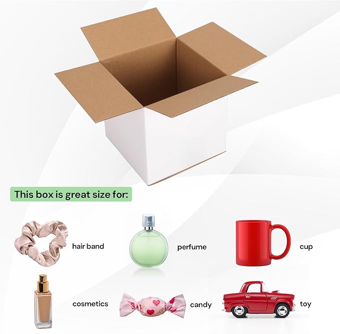 Rempry 30 Pack 6x6x6 Shipping Boxes White, Small Corrugated Cardboard Box for Mailing, Packaging Small Business, Kraft Mailer Gift Boxes