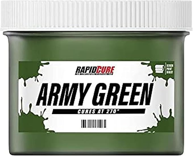 Rapid Cure® Screen Printing Ink Army Green (3.5 Gallon - 448oz.) - Plastisol Ink for Screen Printing, Fast Curing Fabric Paint - Screen Print Direct®, USA Made