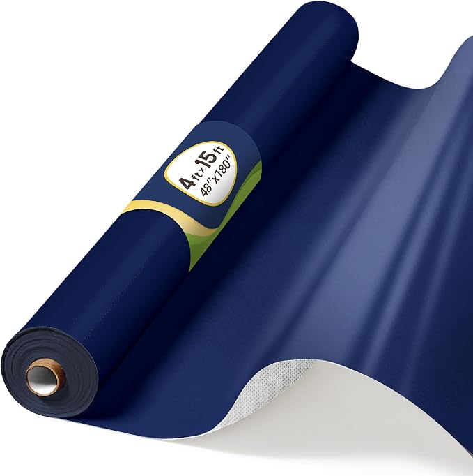 Navy Blue Bulletin Board Fabric Roll 4x15ft Non-Woven Backdrop | Create inspiring classroom walls,Organize office ideas,Tear-resistant material,Smooth texture,Reusable for long-term use