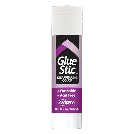 Avery Glue Stic, Disappearing Purple, Washable, 1.27oz, 6 Glue Sticks (98071)
