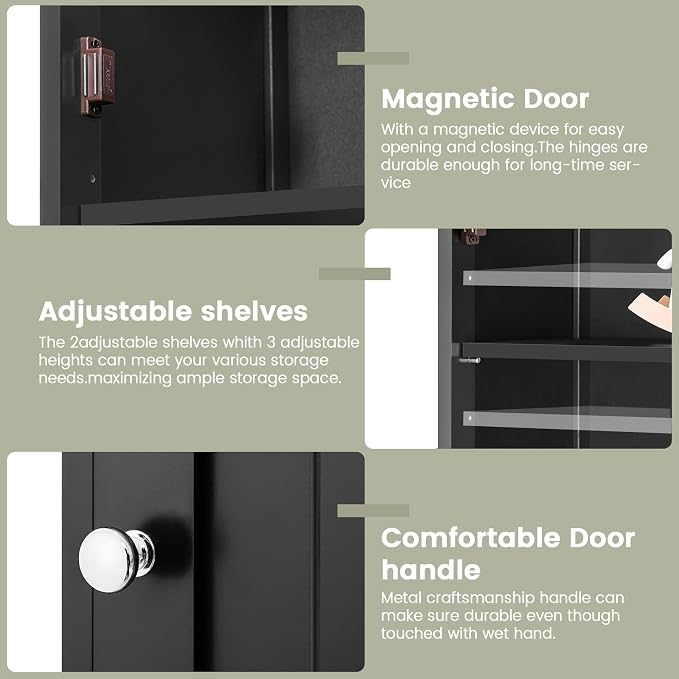 Iwell 67" H Bathroom Storage Cabinet, Tall Bathroom Cabinet | Narrow Storage Cabinet with Doors and Drawer, Adjustable Shelves, Floor Cabinet for Bathroom, Living Room, Kitchen