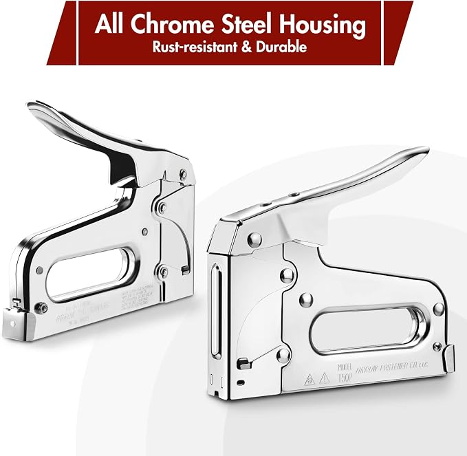 Arrow T50 Heavy Duty Staple Gun Kit with 3750 Pieces T50 Staples | All Chrome Steel Stapler with 3750 Pieces T50 1/4", 3/8", 1/2" Staples, for Upholstery Professional Projects