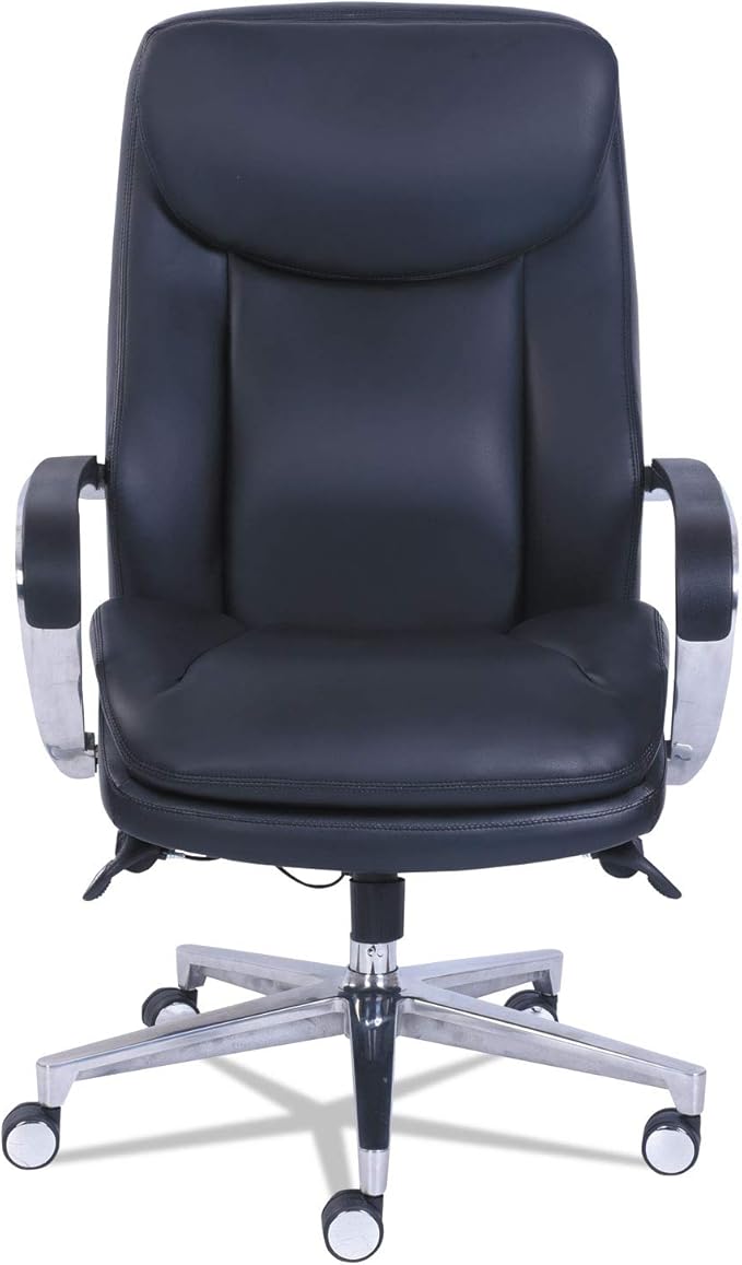La-Z-Boy Commercial 2000 High-Back Executive Chair, Dynamic Lumbar Support, Supports 300lb, 20" to 23" Seat Height, Black, Silver Base