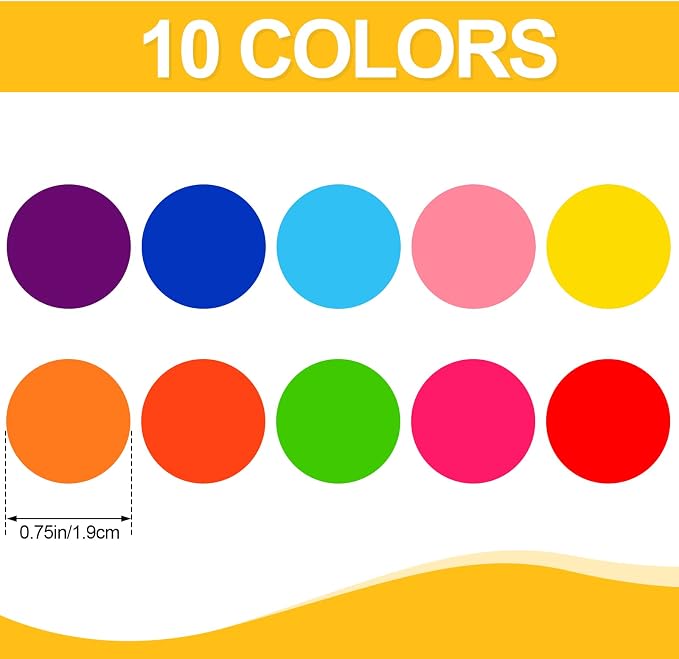 3500 Pieces Dot Stickers, 3/4 inch Color Coding Labels, 10 Color Circle Price Stickers for Office Classroom Student