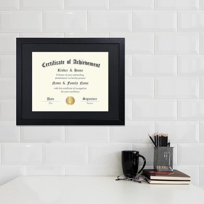 ELSKER&HOME 11x14 Diploma Frame 6 Pack, Diploma Frames 8.5x11 with Black Mat or 11x14 Document Frame without Mat,Multipack College Certificate/Degree Frames for wall,Set of 6