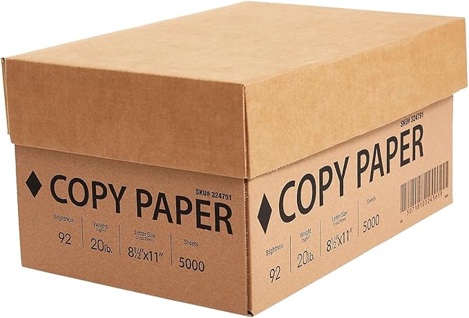 Staples Printer Paper 8.5 x 11 Inch 20 lb 92 Bright White Sheets, 10 Ream Carton