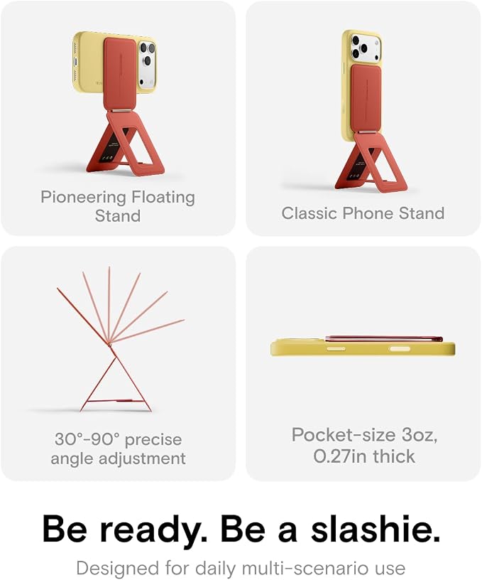 MOFT Phone Tripod Stand, Portable Selfie Stick for iPhone, Mulit-Angle | Pocket Size | Strong Magnets l MOVAS Leather | Magsafe Compatible | Easy to Charge | Stylish |For Content Creators