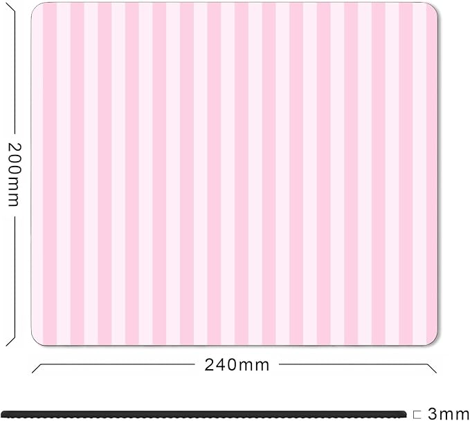 Square Light Pink Mouse Pad Small, Cute Pastel Striped Computer Mouse Pads, Non-Slip Rubber Base Aesthetic Mousepad Washable Cloth, Mouse Mat Decor Gifts, Coworker Gift for Girls Kids