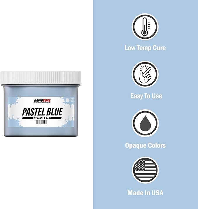 Rapid Cure® Pastel Blue Screen Printing Ink (5 Gallon - 640 oz) - Plastisol Ink for Screen Printing Fabric - Low Temperature Curing Plastisol by Screen Print Direct - Light Blue Fast Cure Ink for Silk