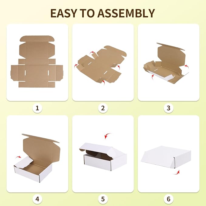 WIFTREY 12x9x3 Inches Shipping Boxes White Set of 25, 12 x 9 x 3 Corrugated Cardboard Box for Packaging Small Business, Moving, Literature Mailer