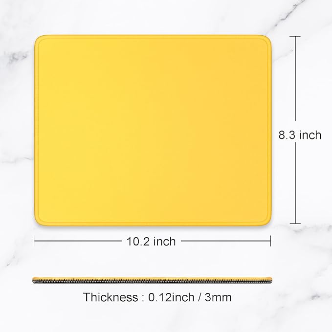 Hsurbtra Mouse Pad, Premium-Textured Square Mousepad 10.2 x 8.3 Inch, Stitched Edge Anti-Slip Waterproof Rubber Pretty Cute Computer Mat for Office Gaming Laptop Women Kids Apricot Yellow
