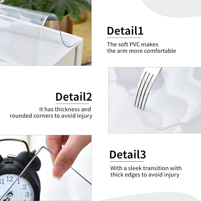 Clear Desk Mat, Non-Slip PVC Desk Protector Mat (31.5''*15.7'') | Desk Mat with Round Edge, Heat Resistant & Waterproof Clear Desk Writing Mat for Home and Office
