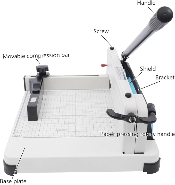 Heavy Duty Guillotine Paper Cutter, 400 Sheets Cutting Capacity 12" Professional Paper Trimmer with Scale Panel & Safety Lock, Metal Base Industrial Commercial Trimmer for Office School Printing Shop