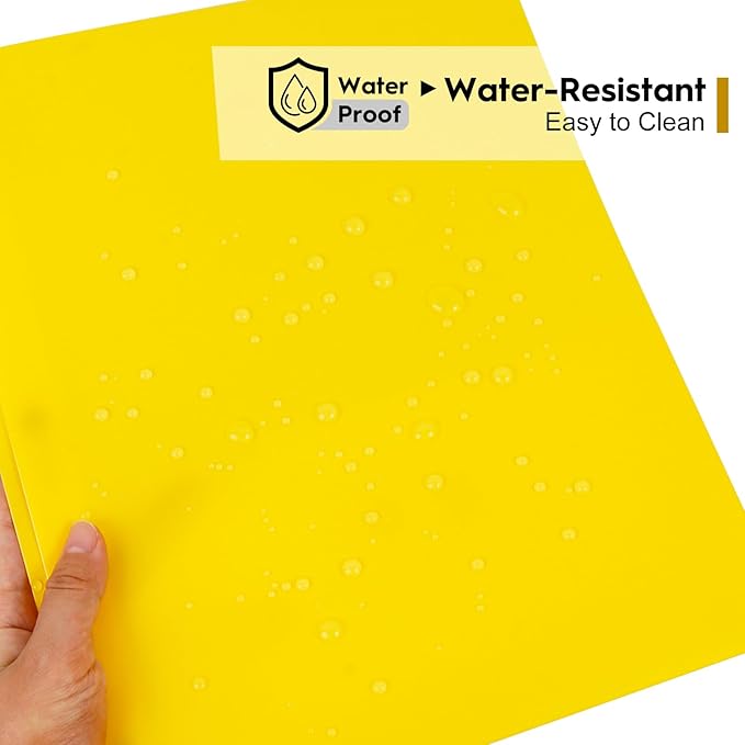 24-Pack Plastic Folders with Pockets and Prongs,2-Pocket Folders with 3 Fasteners, Holds 8-1/2" x 11" Paper for School/Office/Home, Yellow