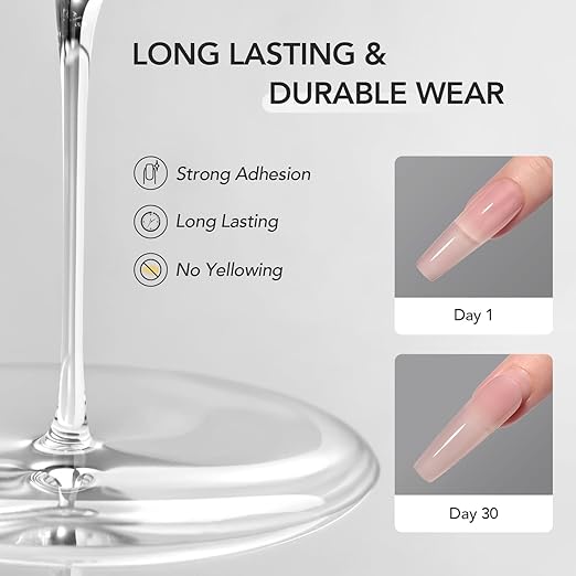 GAOY Gel Nail Glue, 16ml Nail Glue and Base Coat, Long Lasting for Acrylic Tips, UV Light Cure