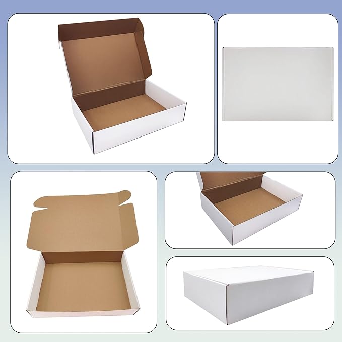 14x9x3 inch Shipping Boxes Set of 20， White Corrugated Cardboard Box Mailer Boxes for Packaging Small Business Shipping，Mailing Boxes Bulk for Birthday Wedding Party Book Literature Gift Giving