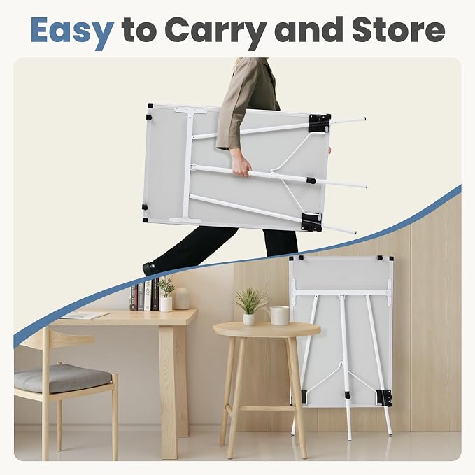 DUMOS 40"x28" Magnetic White Board Easel with Stand, Silver Aluminium Frame, White