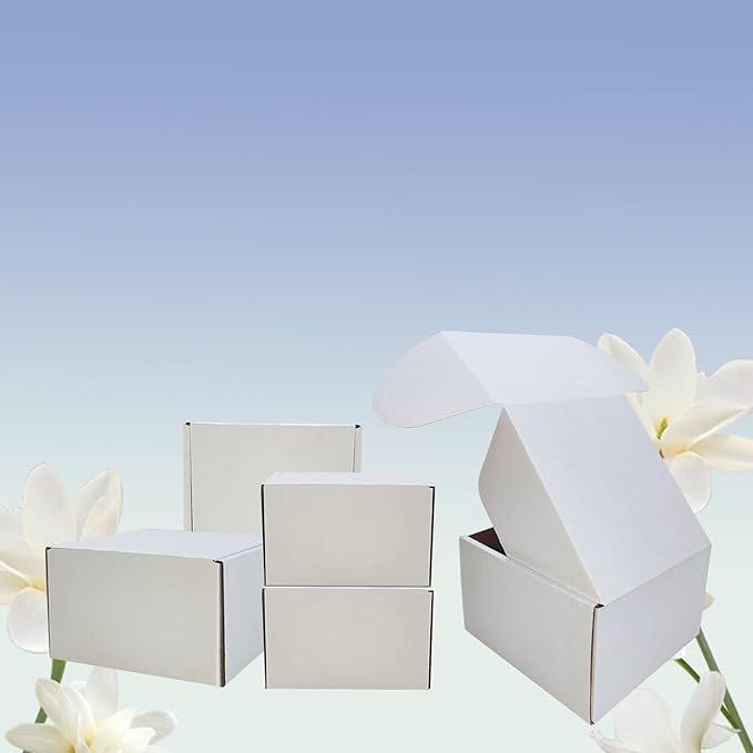 5 x 5 x 3 inch Shipping Boxes Set of 25， White Corrugated Cardboard Box Mailer Boxes for Packaging Small Business Shipping，Mailing Boxes Bulk for Birthday Wedding Party Book Literature Gift Giving