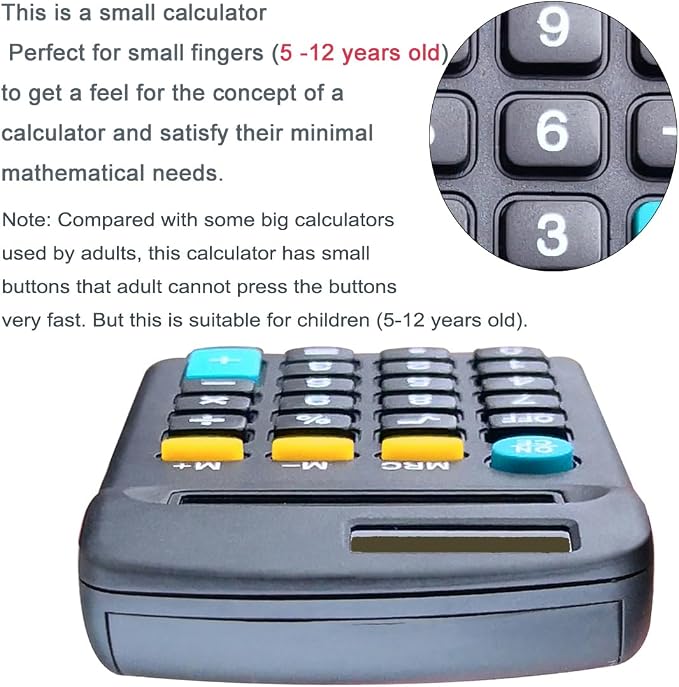 Basic Calculators for Students, Basic Calculator with Dual Power 8 Digit Small Pocket Size Handheld for Classroom Desktop Home (Black,Set of 5) | 8 Digit Dual Power Portable Pocket Size Desktop Handheld for Classroom Desktop Home