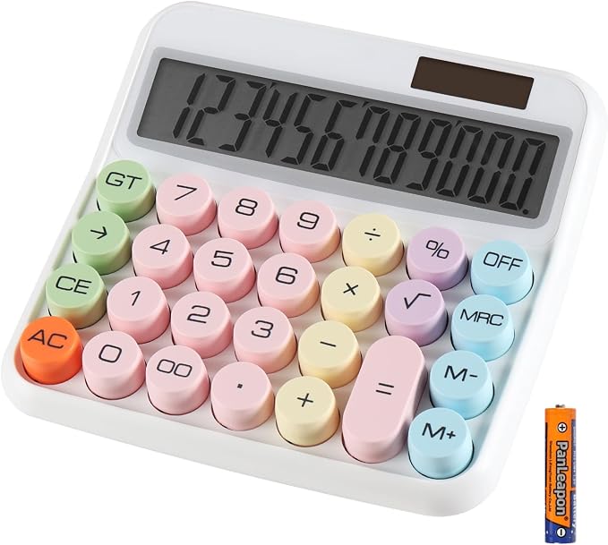Large Computer Electronic Calculator Counter Solar & Battery Power 12 Digit Display Multi-Functional Big Button for Business Office School Calculating (HY-2278)