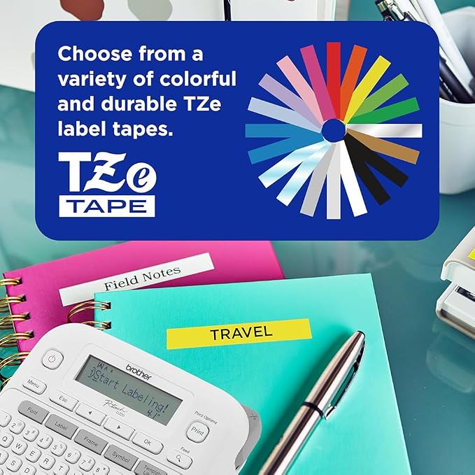 Brother P-Touch PTD220 Portable Label Maker Bundle for Home & Office Organization with Carry Case and TZe-231 Black on White Laminated Tape (2-Pack)