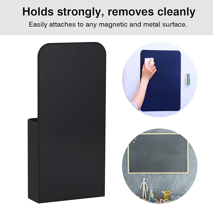 MoKo Magnetic Pen Holder, 4-Pack, Whiteboard Organizer, Black | Magnetic dry erase marker holder set stores pens, pencils and markers on refrigerators, whiteboards and lockers.