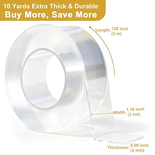 WINNOW 4 Pack Double Sided Tape，1.2" x 120" Double Sided Mounting Tape - Bulk Supply for Contractors, Crafters & Commercial Use，Adhesive Tape for Office, Hotel, School, Factory