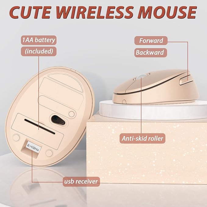 Wireless Keyboard and Mouse Cute Retro Typewriter for PC | Full Size With Number Pad & Mouse,Compatible With All Windows,Ideal For Windows,1600DPI,Computer, PC, Notebook, Laptop