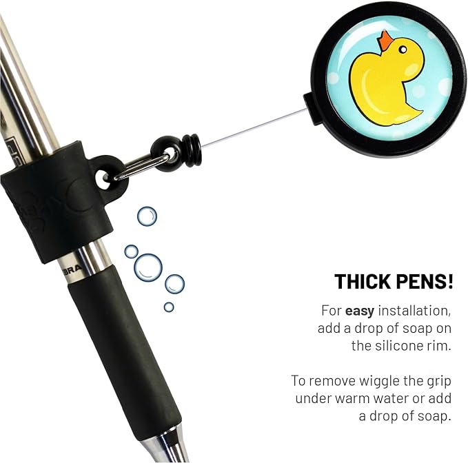 Better Labz EZ PEN Retractable Pen Reel for Nurses, Teachers, Waitresses, Carpenters, Construction Workers, Contractors & Pros (Non-stop Duck)