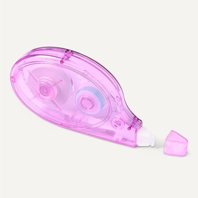 Amazon Basics White-Out Correction Tape with Dispenser, 39.3ft, 4-Pack, Tear-Resistant Tape for Office or School Supplies, Green, Orange, Purple, Red, Blue