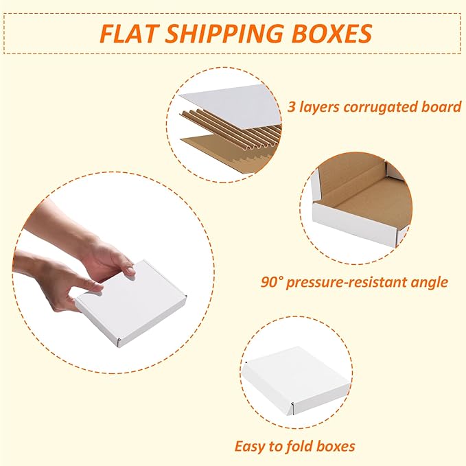HORLIMER 7x5x1 Shipping Boxes Set of 30, White Corrugated Cardboard Mailer Box for Packing Small Business