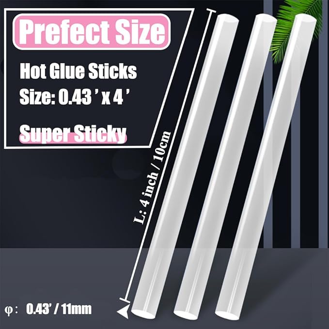 MONVICT Hot Glue Sticks, Pack of 50 (1.65lbs) 6"Long 0.43" Diameter Full-Size Hot Glue Gun Sticks Art Glues Pastes Hot Melt Sticks for Most Large Glue Guns, Clear Glue Sticks for DIY, Arts & Crafts