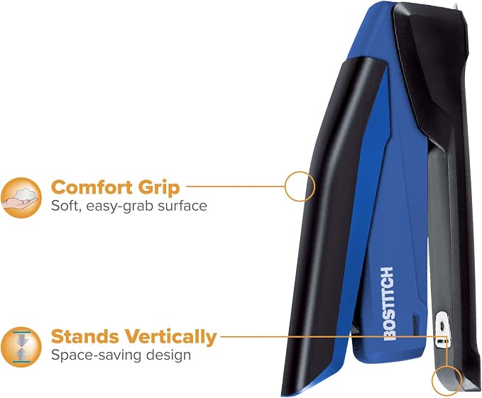 Bostitch Office InPower Spring-Powered Desktop Stapler, 20 Sheet Capcity, Built in Remover, Blue (1122) (Pack of 10)