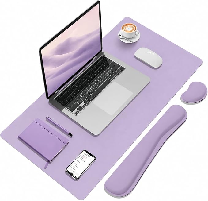 Mouse Pad and Keyboard Wrist Rest (31.5×15.7 Inches, Lavender) | Large Keyboard and Mouse Pad Set, Ergonomic Mousepad with Wrist Rest, Non-Slip Desk Mat Protector for Office, Home