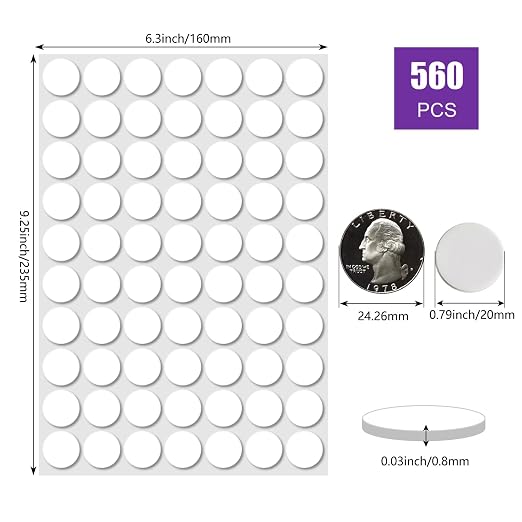 560 Pcs (0.79") Sticky Tack Double Sided Adhesive Dots Round Putty Clear Stickers No Trace Sticky Putty Removable Waterproof Small Stickers for Festival Decoration 20mm Sticky Dot