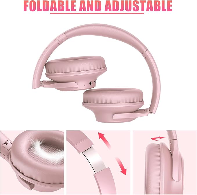 KVIDIO Bluetooth Headphones Wireless Over Ear Headsets 65H Playtime | Deep Bass, HiFi Stereo, Bluetooth 6.0, Microphone, Comfortable Fit, Foldable, Lightweight, Low Latency for Travel Home Office