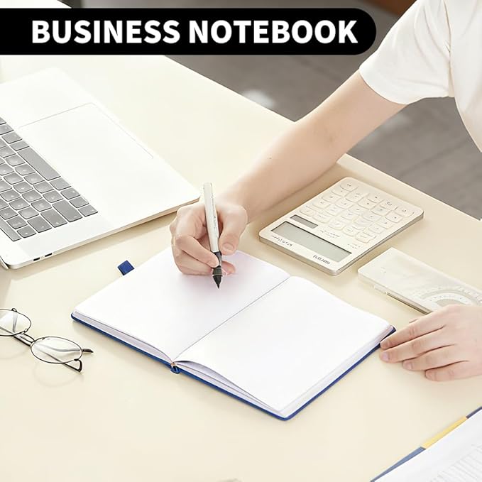 Hardcover Notebooks, A5 Blank Notebook for Writing 160 Pages, 8.2 x 5.5 inch, Classic Blank Notebooks for College/Work/Travel (Blanked-1 Pack, Black)