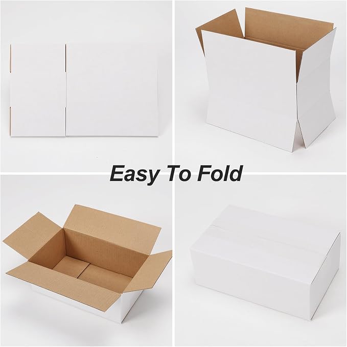 12x4x3 White Shipping Boxes Set of 40, White Kraft Corrugated Cardboard Small Boxes Mailers for Business Packaging Box, Present Box