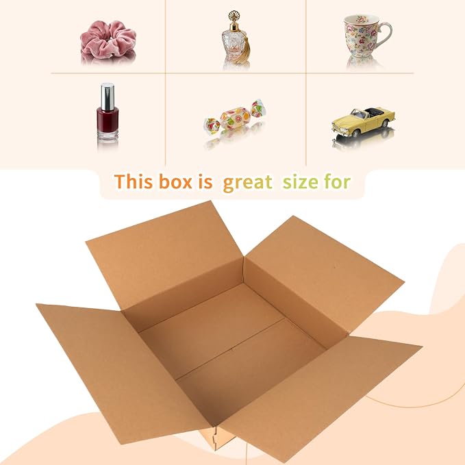Rempry Brown 12x12x3 Shipping Boxes Set of 15, Corrugated Cardboard Box for Mailing, Packaging Small Business, Kraft Mailer Gift Boxes