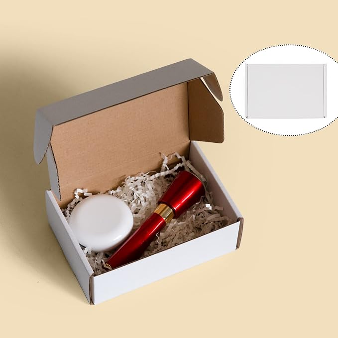 6x4x2 Inches Shipping Boxes Pack of 25, White Corrugated Cardboard Boxes for Small Bussiness