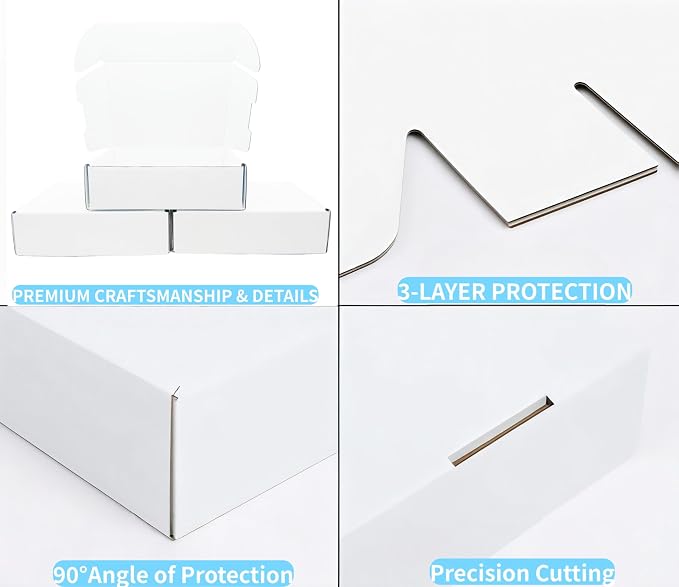 4x4x2 Inches 50 Pack White Corrugated Cardboard Shipping Boxes | Small Mailer Boxes for Business Packaging Mailing, For Business Packaging, For Mailing