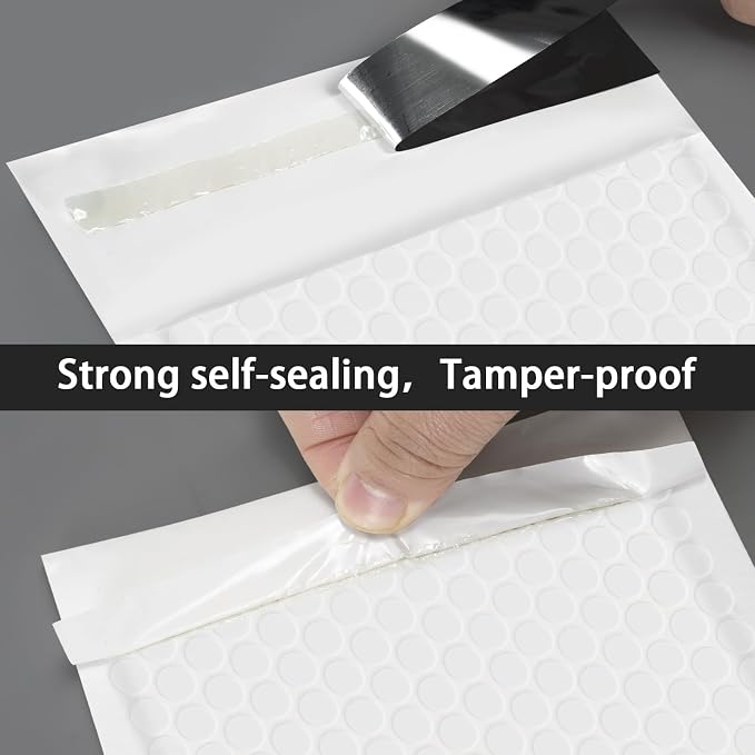 6x10 Inch White Bubble Mailers 40 Pack Self-Seal Poly Padded Envelopes Suitable for Small Businesses to Package and Mail Jewelry Cosmetics, Electronic Products, Cards (White, 6x10-40)